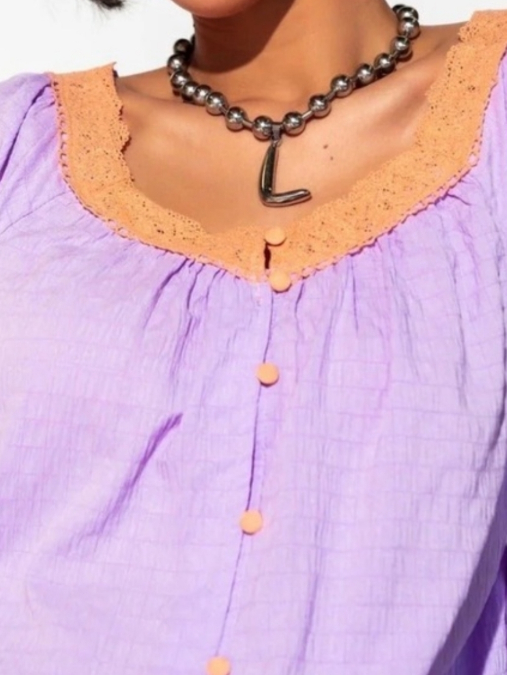 Dressed In LALA Lavender Textured Button Down Midi Dress M | Whimsigoth Style - Picture 9 of 12